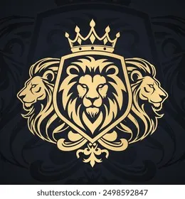 金色狮子盾牌徽章象征电竞荣耀